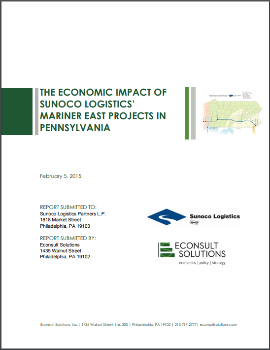 Cover of Sunoco Logistics Mariner East Economic Impact Report