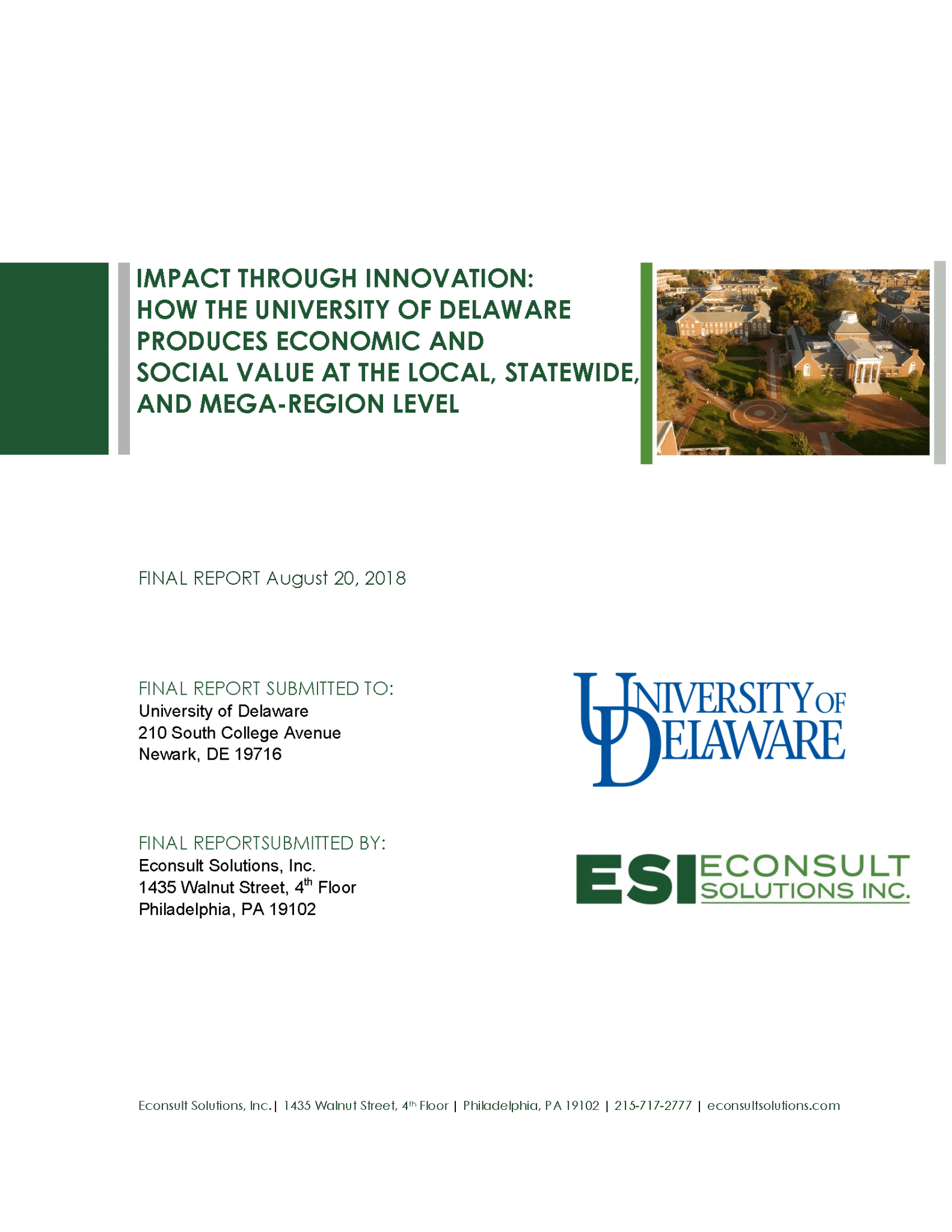 Cover of Impact Through Innovation: How the University of Delaware Produces Economic and Social Value at the Local, Statewide, and Mega-Region Level