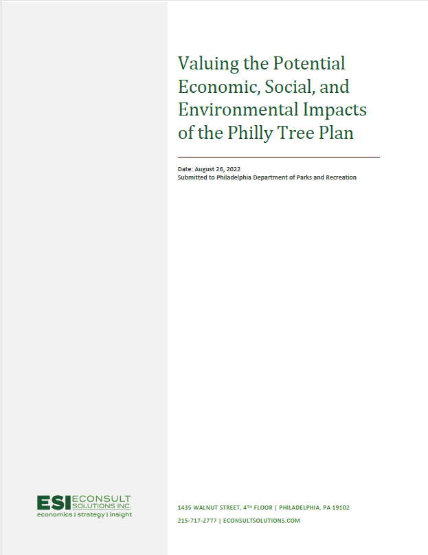 Cover of Valuing the Potential Economic, Social, and Environmental Impacts of the Philly Tree Plan