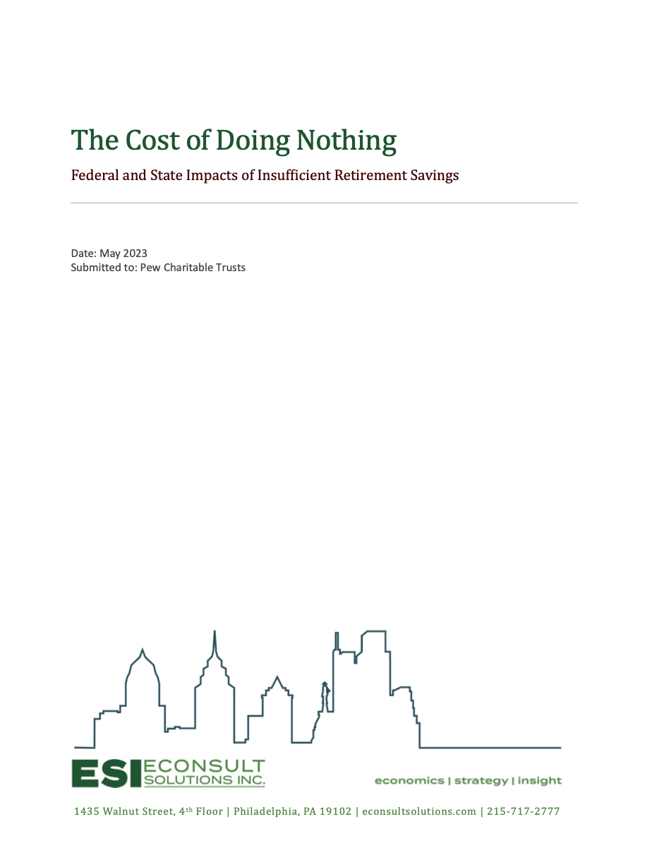Cover of The Cost of Doing Nothing: Federal and State Impacts of Insufficient Retirement Savings