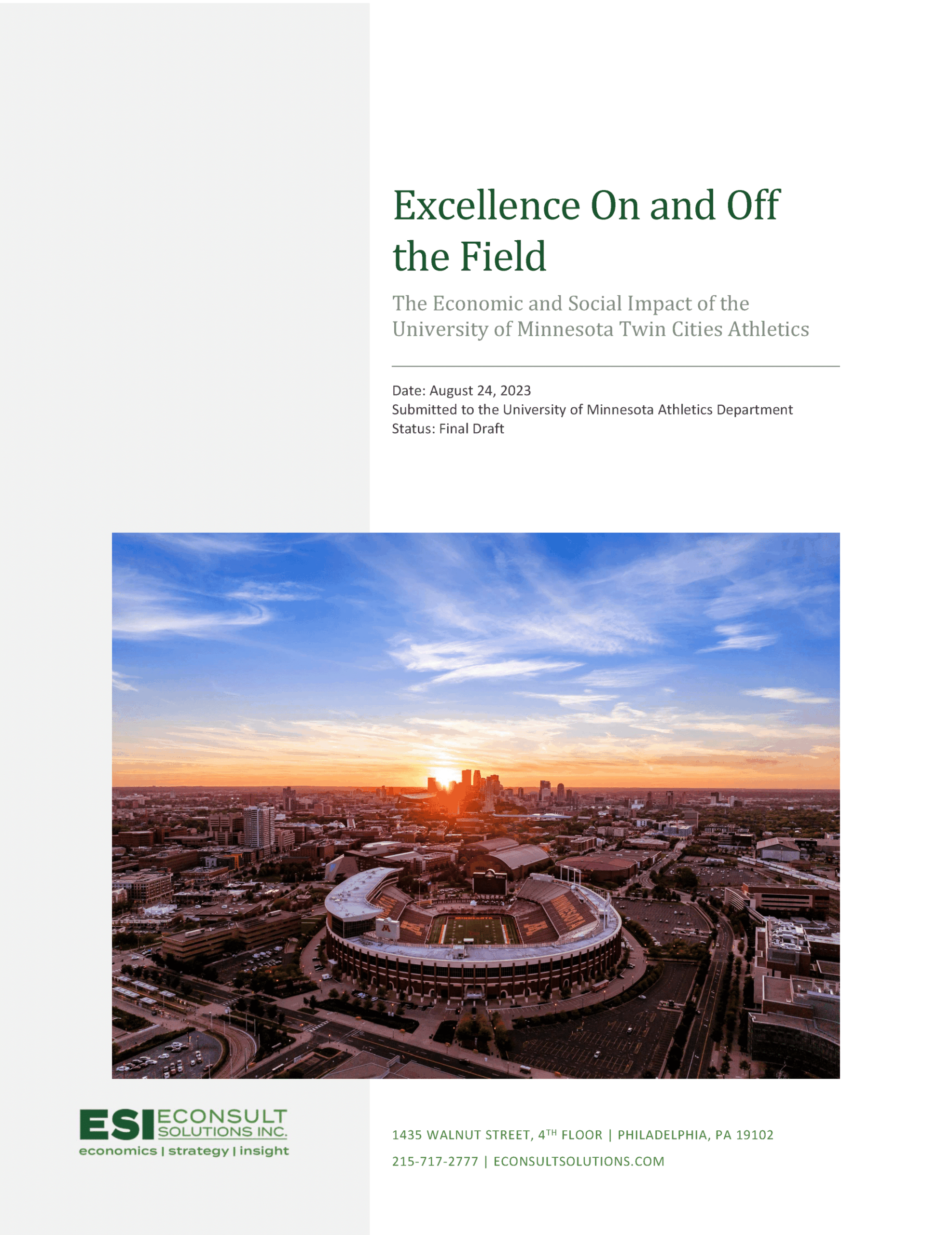 Cover of The Economic and Social Impact of the University of Minnesota Twin Cities Athletics