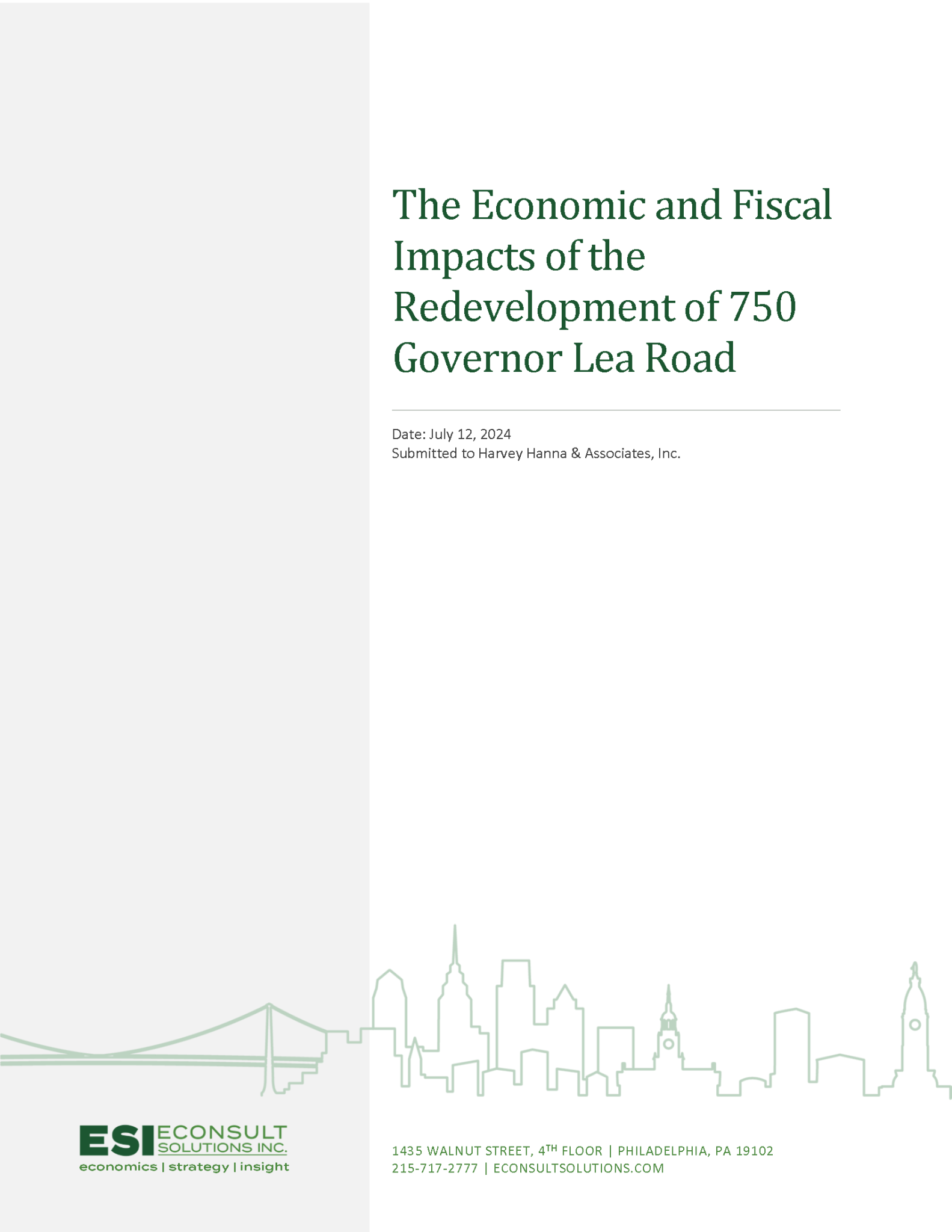 Cover of The Economic and Fiscal Impacts of the Redevelopment of 750 Governor Lea Road