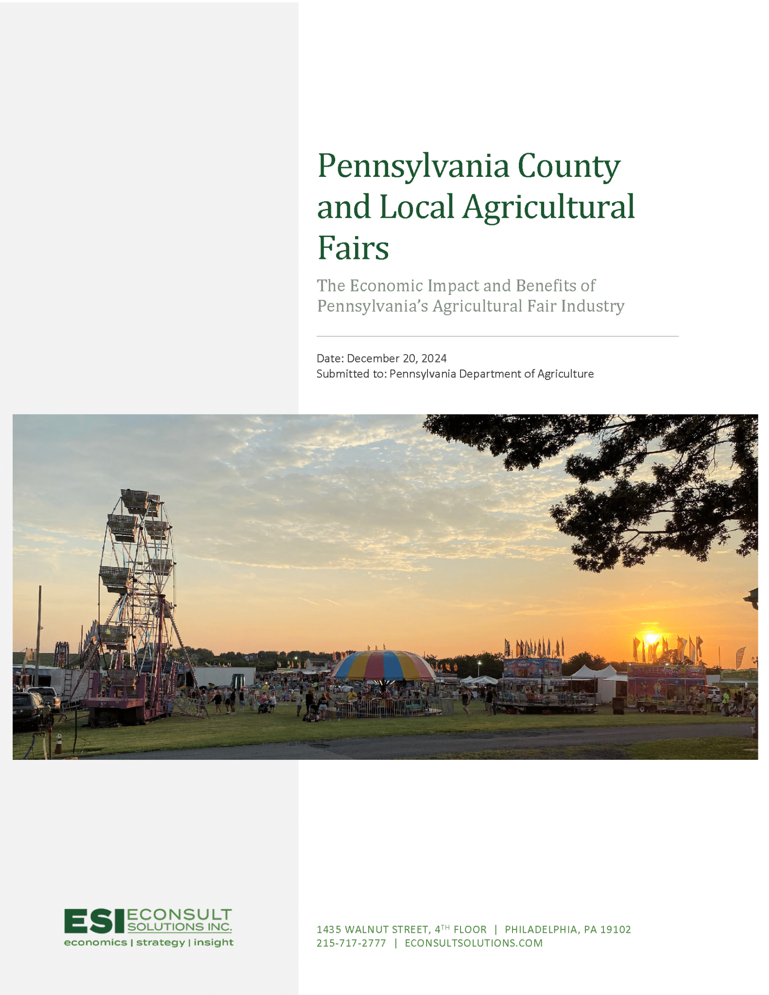 Cover of Pennsylvania County and Local Agricultural Fairs Economic Impact Study