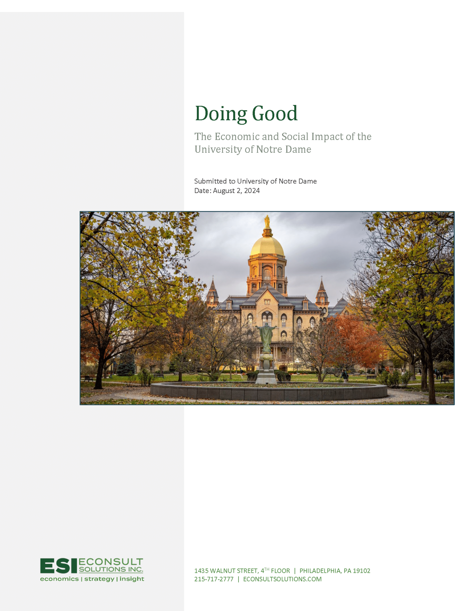 Cover of Doing Good: The Economic and Social Impact of the University of Notre Dame