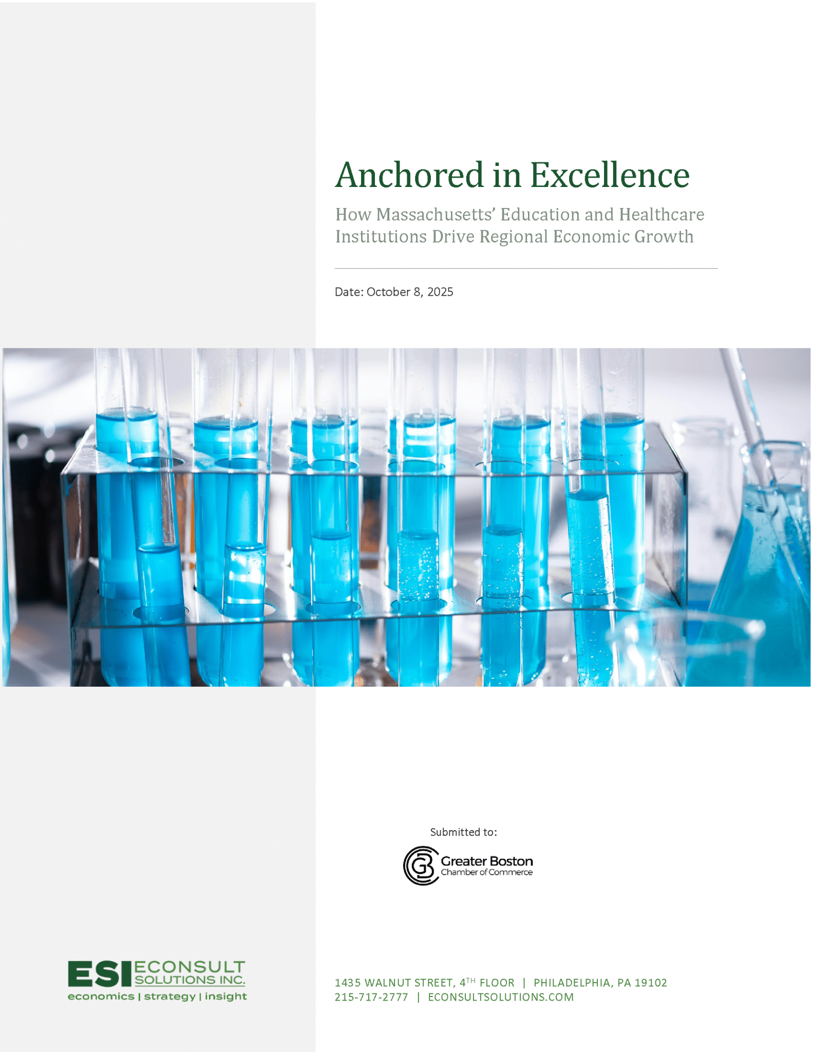 Cover of Anchored in Excellence: How Massachusetts’ Education and Healthcare Institutions Drive Regional Economic Growth